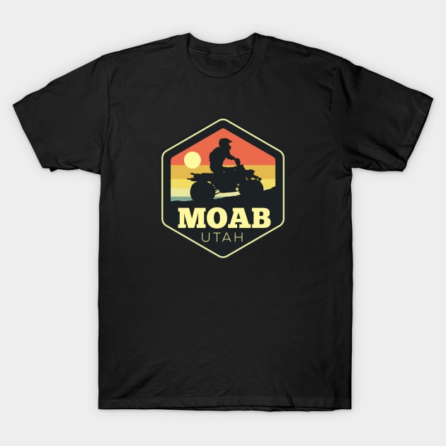 Moab Utah ATV Vintage Sunset Hexagon T-Shirt by DetourShirts